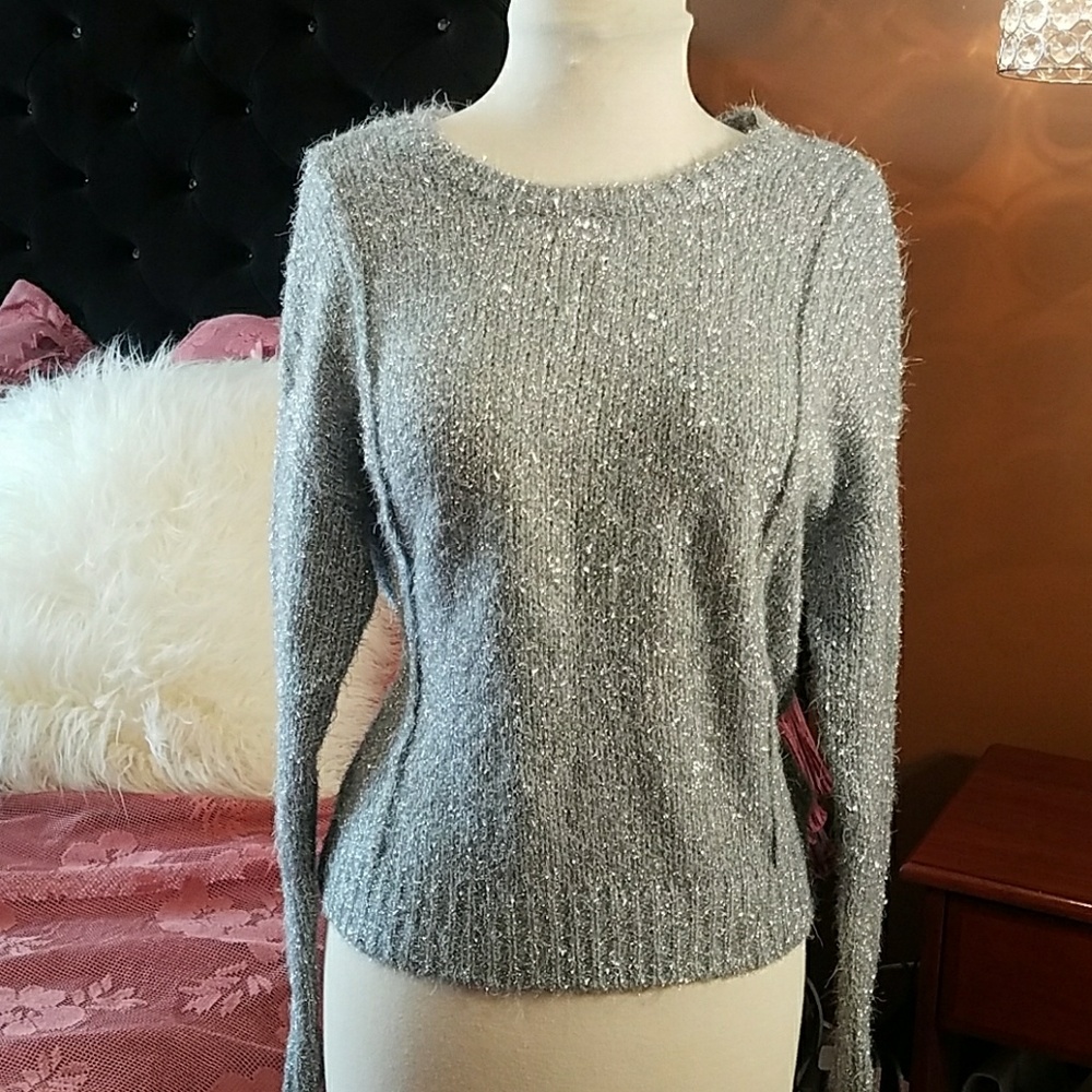 Silver waist length sweater